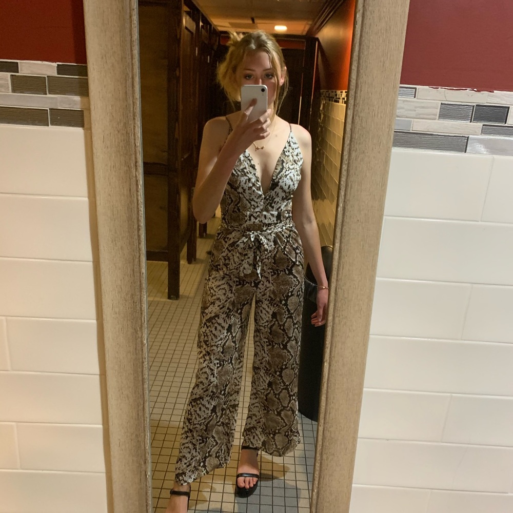 Superdown Revolve Python Print Jumpsuit-Sz S - image 1